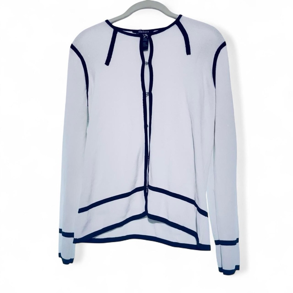 White and Black Minimalist Cardigan